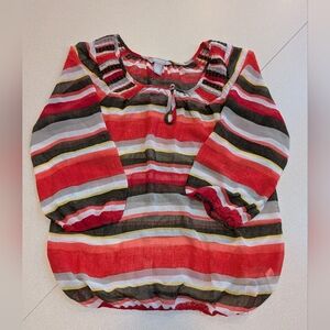 Banana Republic Red and Black Striped Blouse